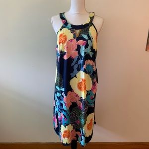 🎉HP🎉 New 1X Luxology Navy & Floral Print Dress